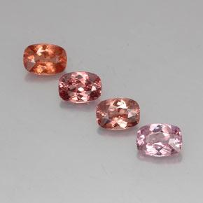 Gemas de granate malayo multicolor natural de 4,57 ct, corte cojín, VVS-VS