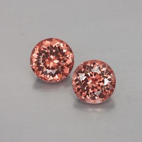 Gemas de granate malayo naranja natural de  ct, corte redondo, VVS-VS