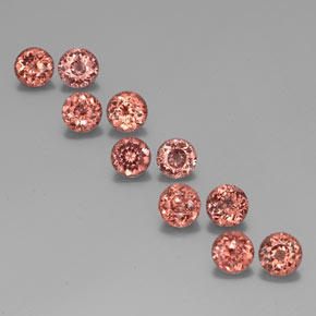 Gemas de granate malayo naranja natural de 6,08 ct, corte redondo, VS