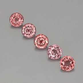 Gemas de granate malayo rosa natural de  ct, corte redondo, VS