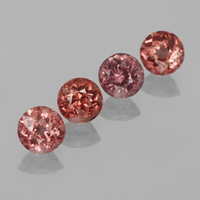 Gemas de granate malayo Rosado medio natural de 3.23 ct, Corte Redondo, VS
