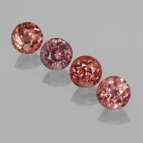 Gemas de granate malayo Rosado medio natural de 3.23 ct, Corte Redondo, VS