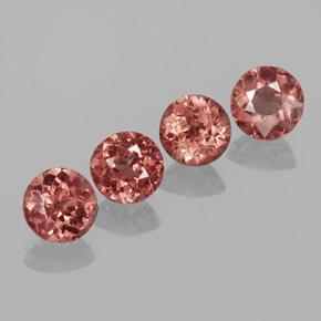 Gemas de granate malayo Rosado rojizo natural de 3.03 ct, Corte Redondo, VS