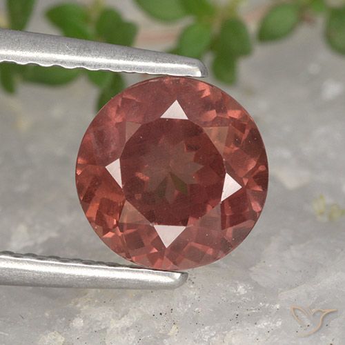 1.64ct Natural Rojo ladrillo granate malayo, Redondo, VS