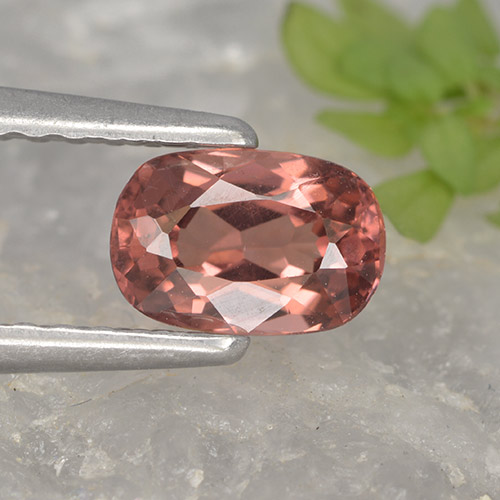 Granate malayo rosa natural de 0,77 ct, corte cojín, VVS-VS