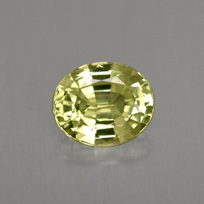 Pequeño granate Verde amarillento natural de 1.34 ct, Corte Óvalo, VVS