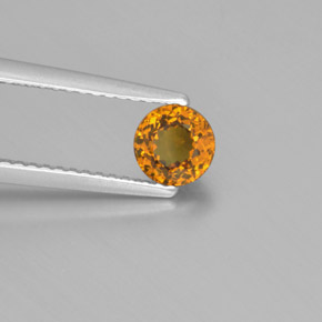 Pequeño granate Dorado verdoso natural de 0.74 ct, Corte Redondo, VVS