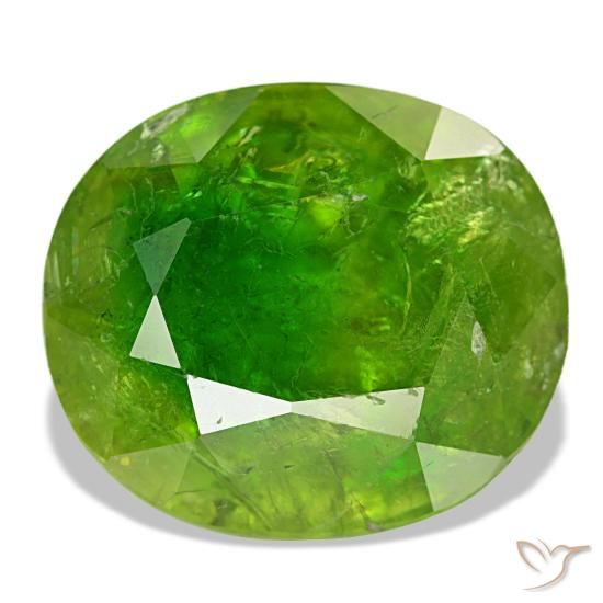 Granate de malí verde natural de 15,40 ct, corte óvalo, SI-I1