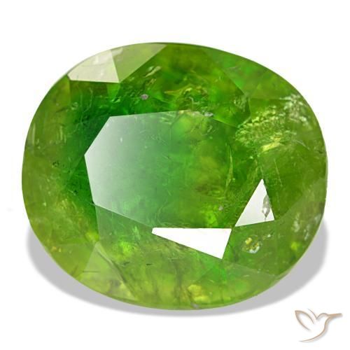 Granate de malí verde natural de 15,40 ct, corte óvalo, SI-I1