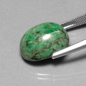 Maw-sit-sit verde natural de 14,02 ct, corte óvalo, opaco