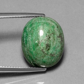 Maw-sit-sit verde natural de 13,55 ct, corte óvalo, opaco