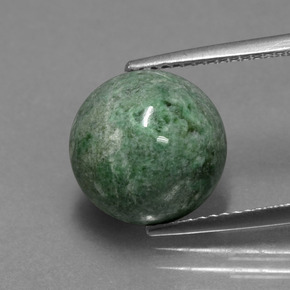 Maw-sit-sit verde medio natural de 6,62 ct, corte redondo, opaco