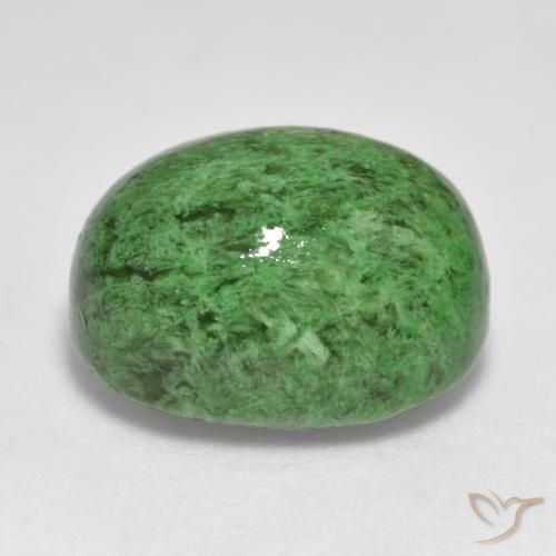 maw-sit-sit Verde oscuro natural de 15.24 ct, Ovalada, Opaco