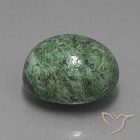maw-sit-sit Verde terroso natural de 13.71 ct, Ovalada, Opaco