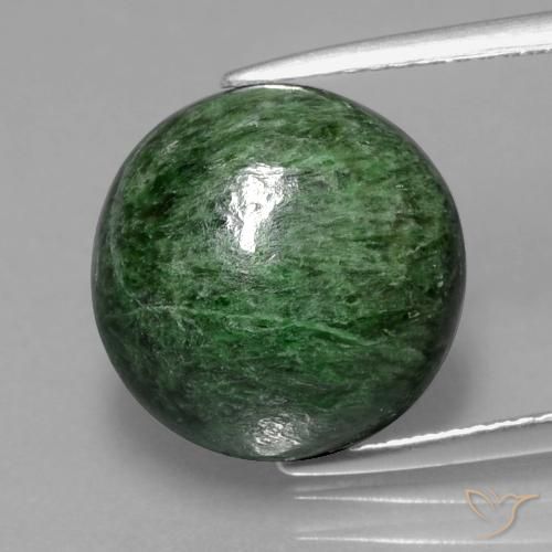 Maw-sit-sit verde natural de 9,64 ct, corte redondo, opaco