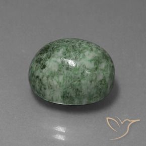 maw-sit-sit Verde terroso natural de 16.43 ct, Ovalada, Opaco