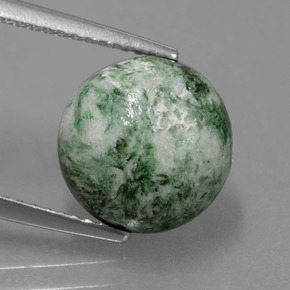 Maw-sit-sit verde natural de 5,79 ct, corte redondo, opaco