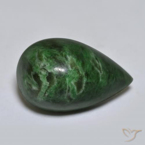 maw-sit-sit Verde pino natural de 10.89 ct, En forma de pera, Opaco