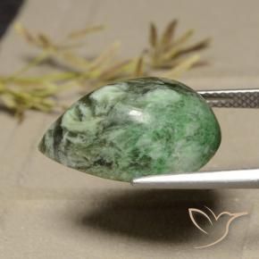 Maw-sit-sit verde natural de 12,54 ct, en forma de pera, opaco