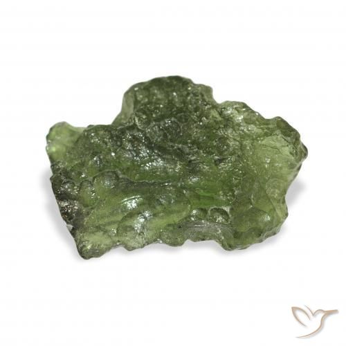 Moldavita Verde terroso natural de 10.51 ct, Elegante, Translúcido