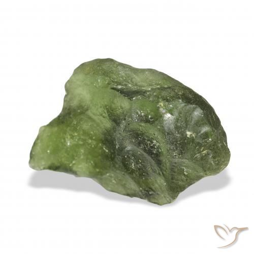 Moldavita Verde cálido natural de 12.24 ct, Elegante, Translúcido