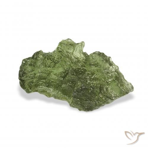Moldavita Verde terroso natural de 7.27 ct, Elegante, Translúcido