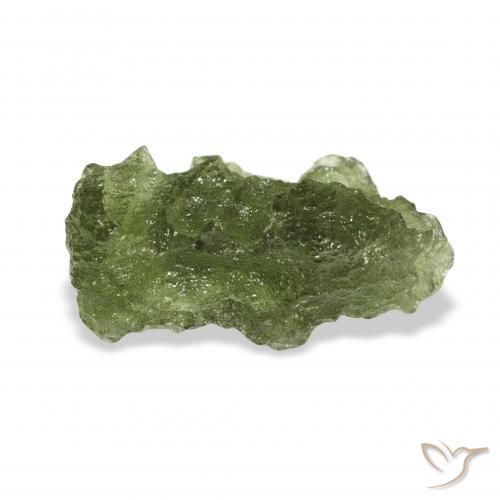 Moldavita Verde terroso natural de 7.27 ct, Elegante, Translúcido