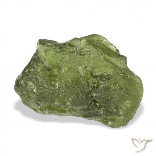 Moldavita Verde cálido natural de 11.68 ct, Elegante, Translúcido