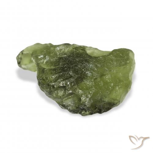 Moldavita Verde cálido natural de 10.77 ct, Elegante, Translúcido
