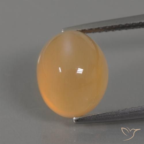 5.07ct Natural Crema naranja dorado Piedra de Luna, Ovalada, Transparente