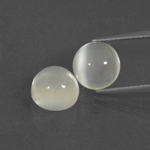 Gemas de piedra de luna blanco natural de 5,17 ct, corte redondo, translúcido