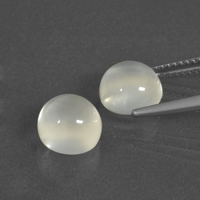 Gemas de piedra de luna blanco natural de 5,17 ct, corte redondo, translúcido