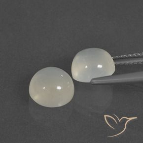 Gemas de Piedra de Luna Blanco cálido natural de 4.80 ct, Redondo, Translúcido