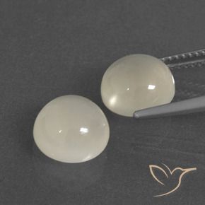 Gemas de Piedra de Luna Blanco cálido natural de 6.42 ct, Redondo, Translúcido