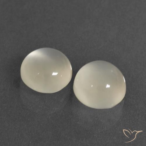 Gemas de Piedra de Luna Blanco cálido natural de 6.28 ct, Redondo, Translúcido