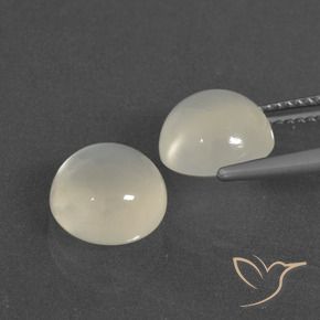 Gemas de Piedra de Luna Blanco cálido natural de 6.11 ct, Redondo, Translúcido
