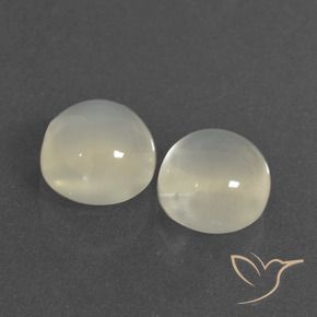 Gemas de Piedra de Luna Blanco cálido natural de 6.73 ct, Redondo, Translúcido