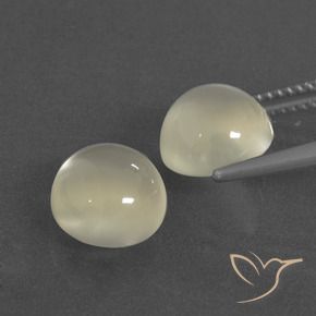 Gemas de Piedra de Luna Blanco cálido natural de 6.43 ct, Redondo, Translúcido