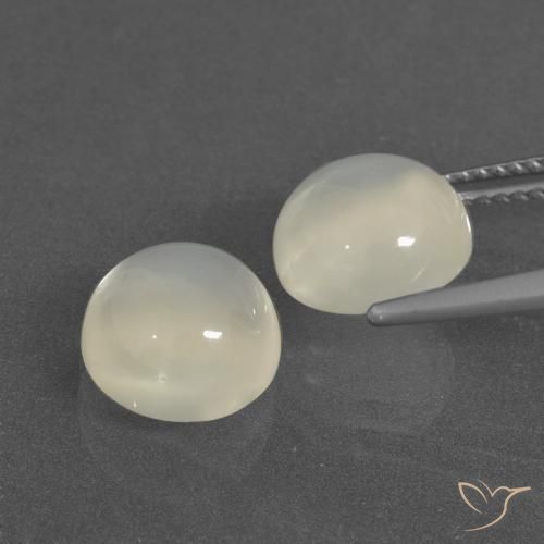 Gemas de Piedra de Luna Blanco cálido natural de 6.62 ct, Redondo, Translúcido