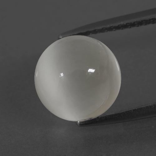 Piedra de luna blanco natural de 3,51 ct, corte redondo, translúcido
