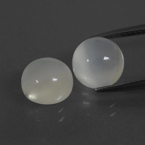 Gemas de piedra de luna blanco natural de 5,22 ct, corte redondo, translúcido