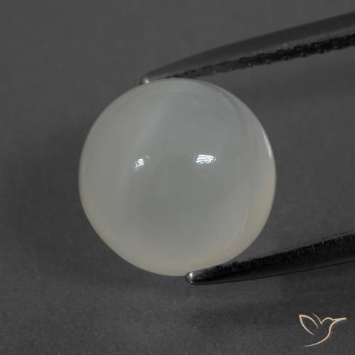 Piedra de luna blanco natural de 3,70 ct, corte redondo, translúcido