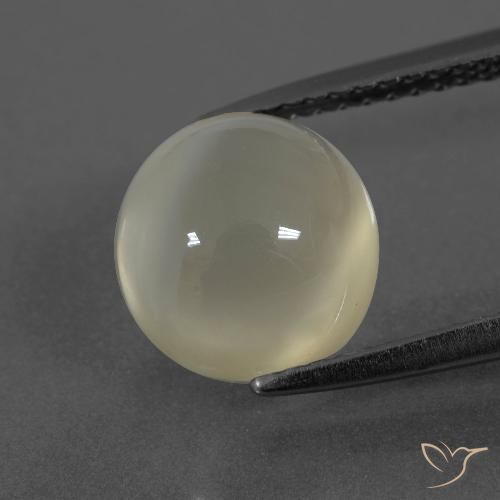 Piedra de Luna Blanco cálido natural de 3.59 ct, Redondo, Translúcido