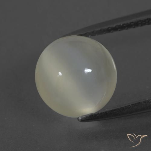 3.44ct Natural Blanco cálido Piedra de Luna, Redondo, Translúcido