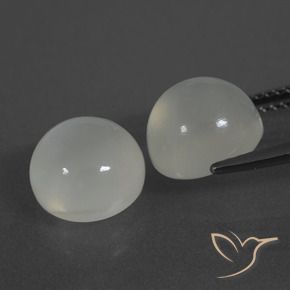Gemas de Piedra de Luna Blanco cálido natural de 6.94 ct, Redondo, Translúcido