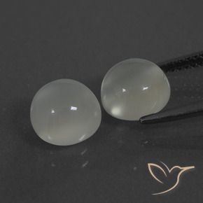 Gemas de Piedra de Luna Blanco cálido natural de 4.91 ct, Redondo, Translúcido