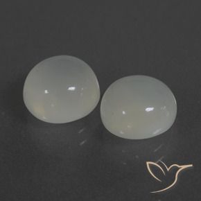 Gemas de Piedra de Luna Blanco cálido natural de 6.17 ct, Redondo, Translúcido