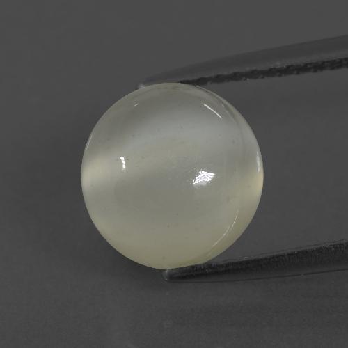 Piedra de luna blanco natural de 3,22 ct, corte redondo, translúcido