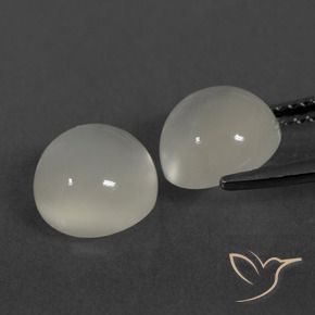 Gemas de Piedra de Luna Blanco cálido natural de 4.67 ct, Redondo, Translúcido