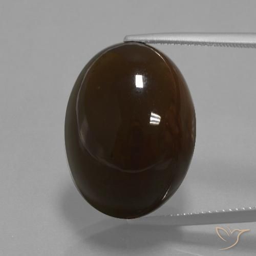 32.69ct Natural Marrón oscuro Piedra de Luna, Ovalada, Opaco